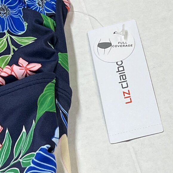 Liz Claiborne Swimsuit Womens 10 Blue Floral One Piece Underwire Tummy Control - Picture 4 of 7